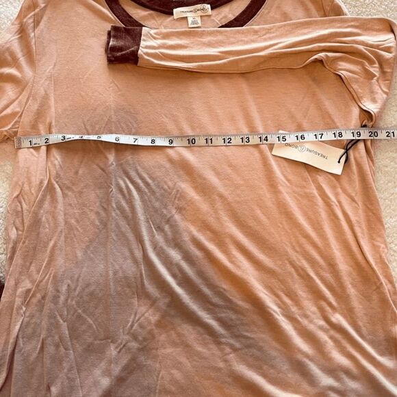 Treasure & Bond Nordstrom Womens Pink Long Sleeve Ringer Tee Top Size XL NWT - Picture 7 of 10